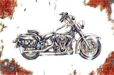 Motosiklet görüntüleme rengi izole edilmiş sanat
