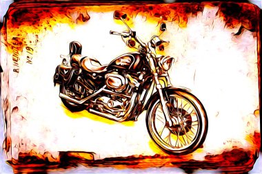 Motosiklet görüntüleme rengi izole edilmiş sanat