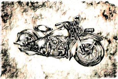 Motosiklet görüntüleme rengi izole edilmiş sanat