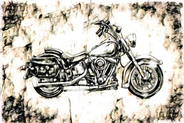 Motosiklet görüntüleme rengi izole edilmiş sanat