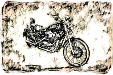 Motosiklet görüntüleme rengi izole edilmiş sanat