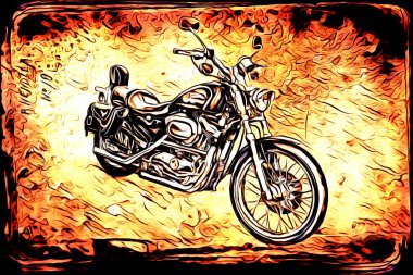 Motosiklet görüntüleme rengi izole edilmiş sanat