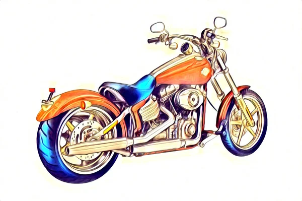 Motosiklet Görüntüleme Rengi Izole Edilmiş Sanat — Stok fotoğraf