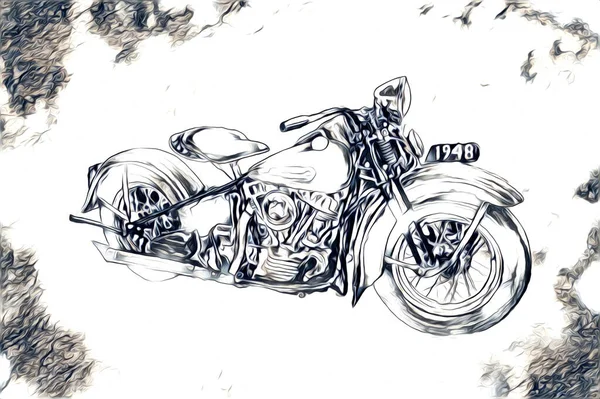 Motorrad Llustration Farbe Isoliert Kunst — Stockfoto