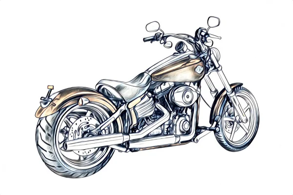 Motocykl Ilustracji Kolor Izolowane Sztuki — Zdjęcie stockowe