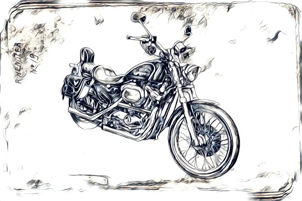Motocicleta Llustração Cor Isolado Arte — Fotografia de Stock