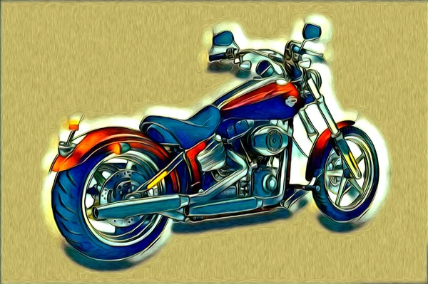 Motorrad Llustration Farbe Isoliert Kunst — Stockfoto