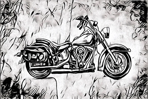 Motocykl Ilustracji Kolor Izolowane Sztuki — Zdjęcie stockowe