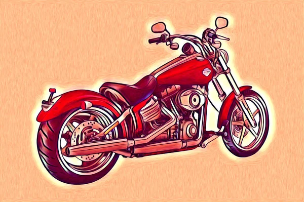 Μοτοσικλέτα Lllustration Χρώμα Απομονωμένη Τέχνη — Φωτογραφία Αρχείου