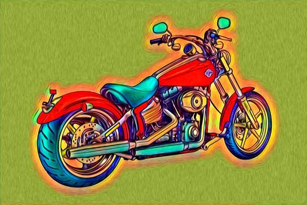 Motocykl Ilustracji Kolor Izolowane Sztuki — Zdjęcie stockowe