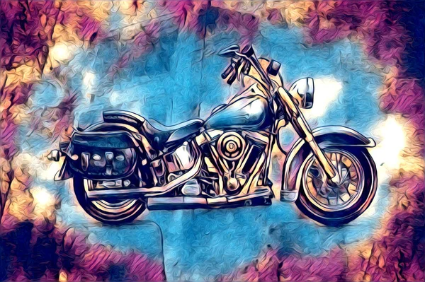 Motocykl Ilustracji Kolor Izolowane Sztuki — Zdjęcie stockowe