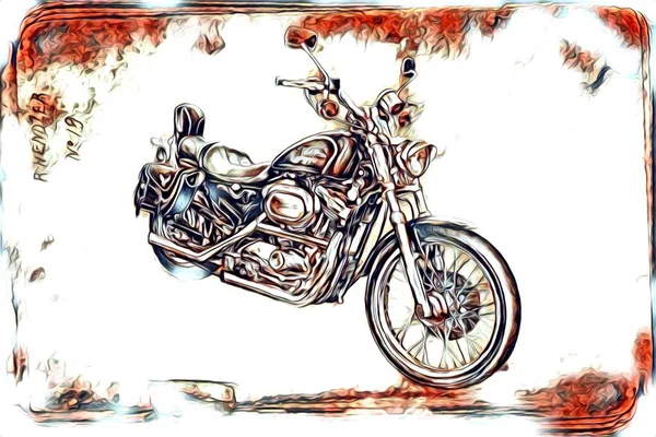 Motocykl Ilustracji Kolor Izolowane Sztuki — Zdjęcie stockowe