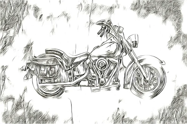 Motorcykel Llustration Färg Isolerad Konst — Stockfoto