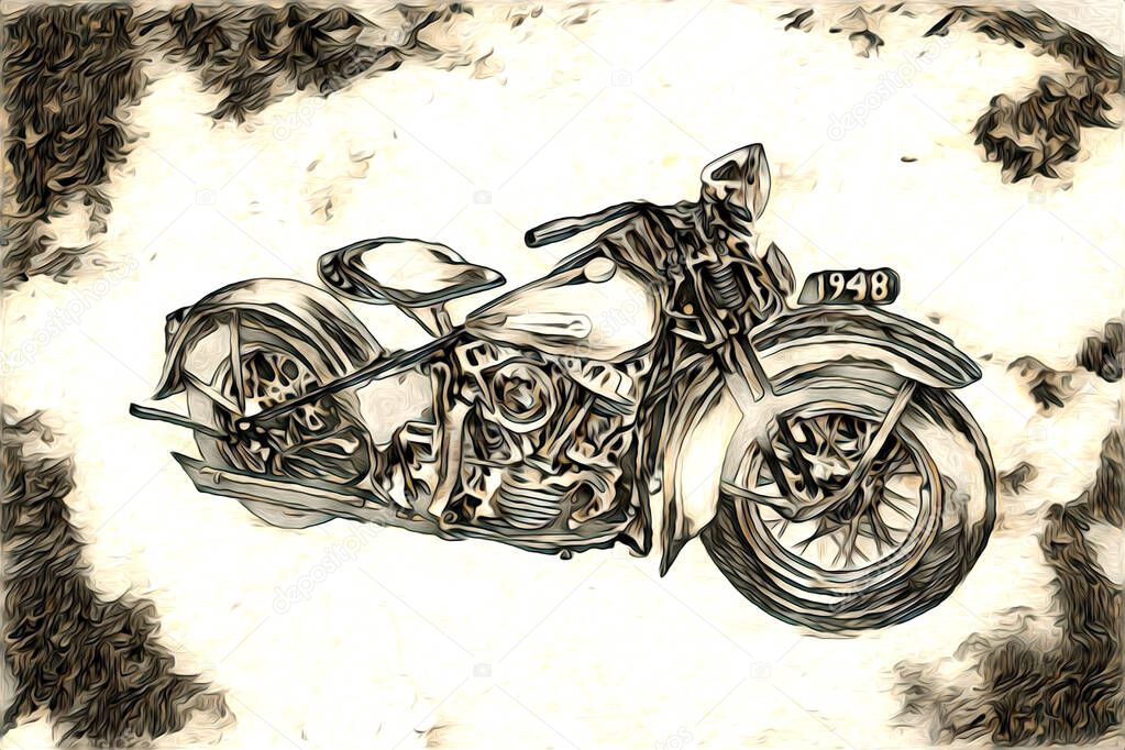 Motorcycle llustration color isolated art