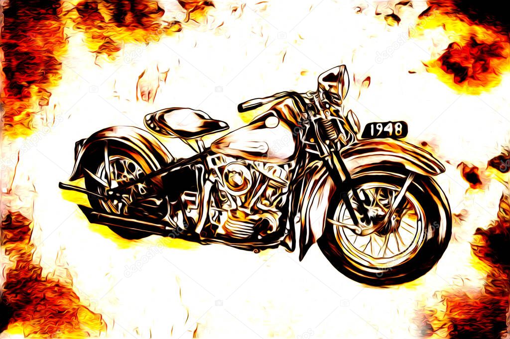 Motorcycle llustration color isolated art