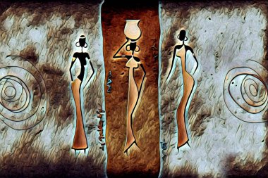 Afrikalı etnik retro vintage çizim çizimi