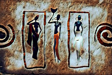 Afrikalı etnik retro vintage çizim çizimi