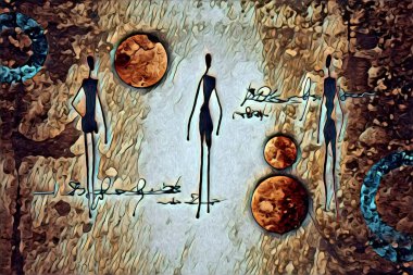 Afrikalı etnik retro vintage çizim çizimi