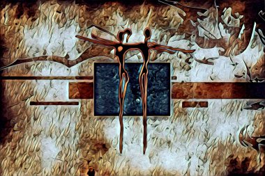 Afrikalı etnik retro vintage çizim çizimi