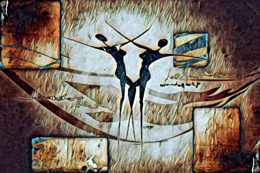 Afrikalı etnik retro vintage çizim çizimi