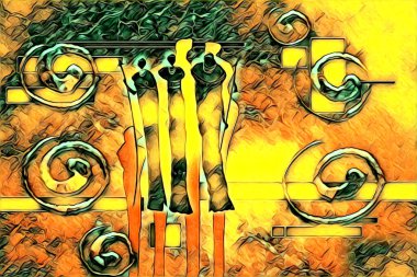 Afrikalı etnik retro vintage çizim çizimi