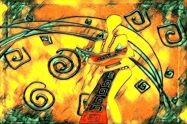 Afrikalı etnik retro vintage çizim çizimi