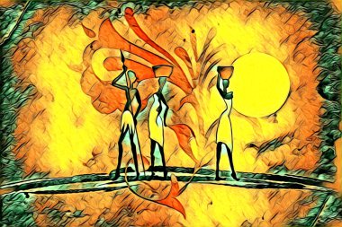 Afrikalı etnik retro vintage çizim çizimi