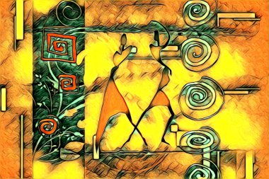 Afrikalı etnik retro vintage çizim çizimi