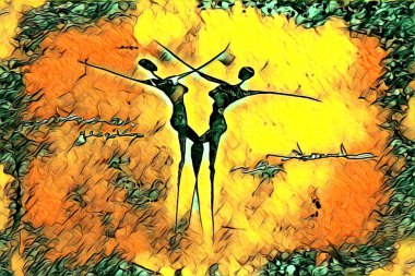 Afrikalı etnik retro vintage çizim çizimi