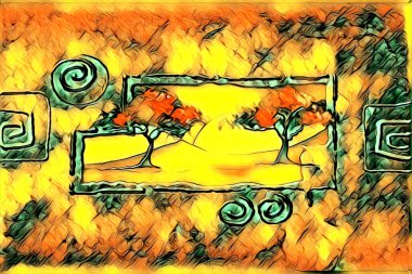 Afrikalı etnik retro vintage çizim çizimi