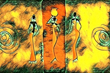 Afrikalı etnik retro vintage çizim çizimi