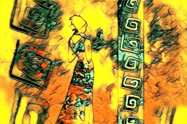 Afrikalı etnik retro vintage çizim çizimi