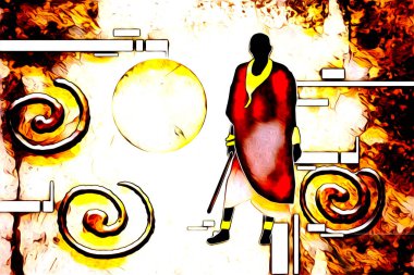 Afrikalı etnik retro vintage çizim çizimi