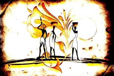 Afrikalı etnik retro vintage çizim çizimi