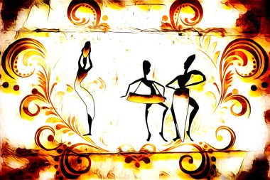 Afrikalı etnik retro vintage çizim çizimi