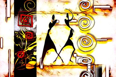 Afrikalı etnik retro vintage çizim çizimi