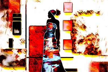 Afrikalı etnik retro vintage çizim çizimi