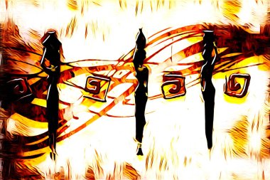 Afrikalı etnik retro vintage çizim çizimi