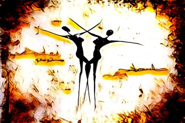 Afrikalı etnik retro vintage çizim çizimi