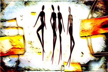 Afrikalı etnik retro vintage çizim çizimi