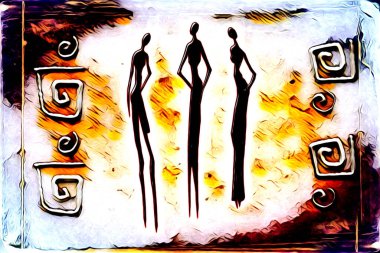 Afrikalı etnik retro vintage çizim çizimi