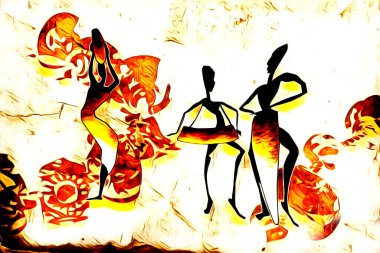 Afrikalı etnik retro vintage çizim çizimi