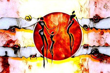 Afrikalı etnik retro vintage çizim çizimi