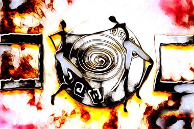 Afrikalı etnik retro vintage çizim çizimi