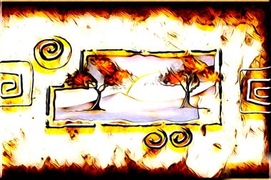 Afrikalı etnik retro vintage çizim çizimi