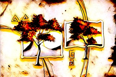 Afrikalı etnik retro vintage çizim çizimi