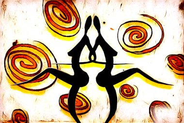 Afrikalı etnik retro vintage çizim çizimi