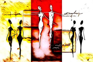 Afrikalı etnik retro vintage çizim çizimi