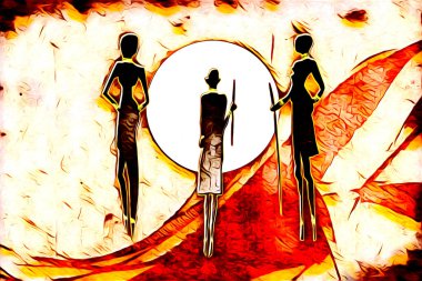 Afrikalı etnik retro vintage çizim çizimi