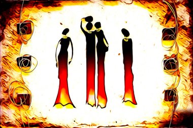 Afrikalı etnik retro vintage çizim çizimi